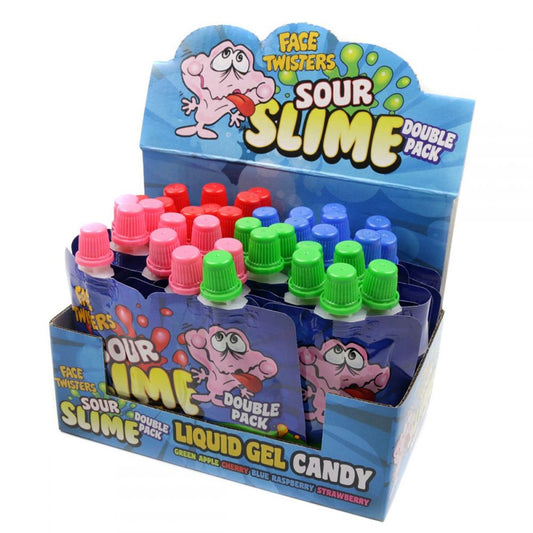 Face twister sour slime double pack green apple cherry blue raspberry strawberry