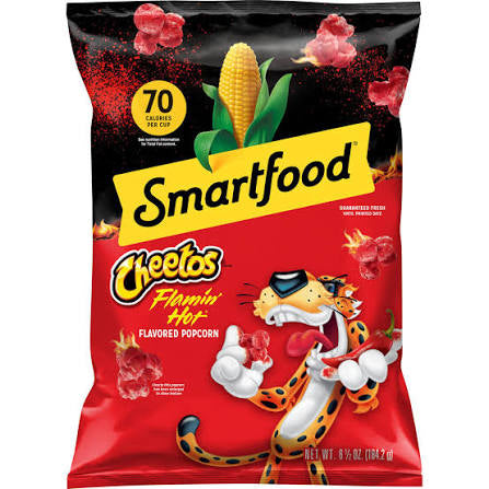 Cheetos smart food flamin hot popcorn