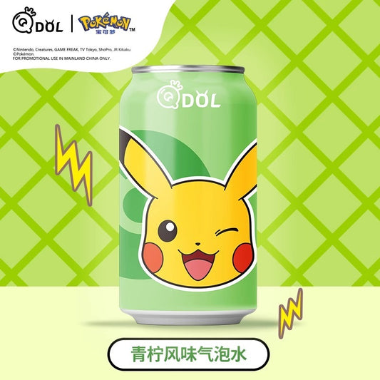 Qdol pokemon pickachu lime flavored sparkling water 330ml مياه كيودول فوارة بنكهة الليمون وبوكيمون بيكاتشو، 330 مل
