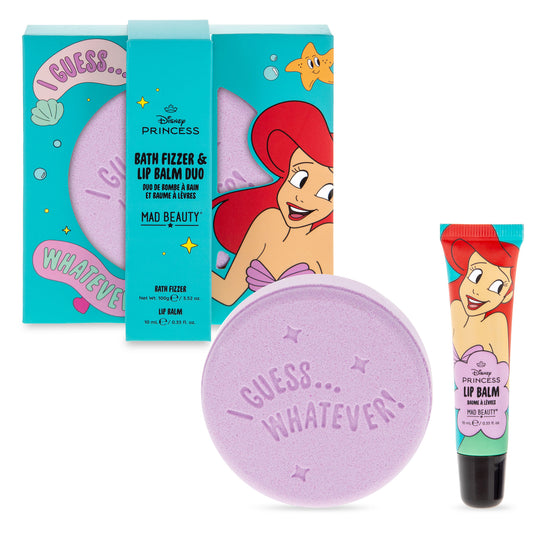 Disney princess mad beauty bath fizzer and lip balm duo