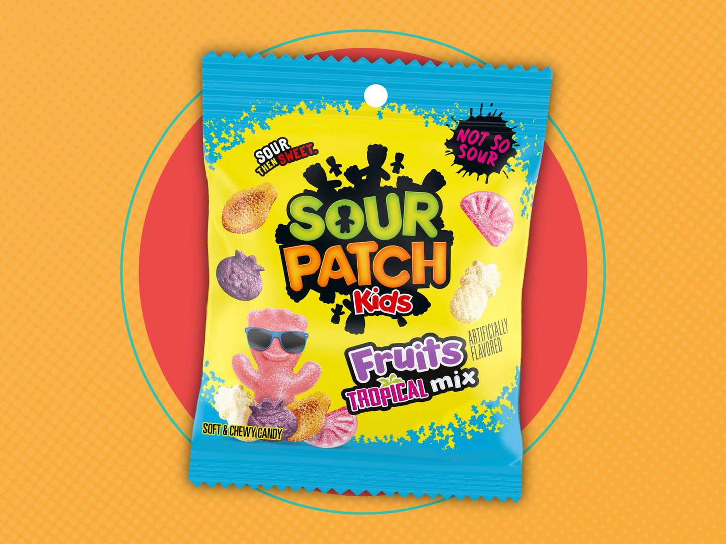 Sour patch kids tropical fruits حلوى سور باتش كيدز بنكهة الفواكه الاستوائية