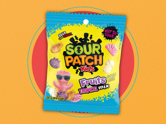 Sour patch kids tropical fruits حلوى سور باتش كيدز بنكهة الفواكه الاستوائية