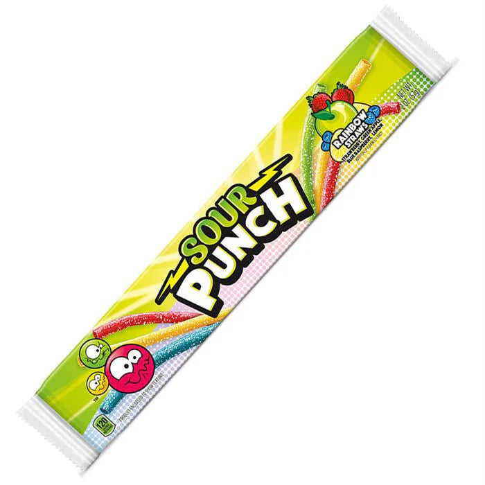 Sour punch rainbow straws مصاصات قوس قزح بنكهة البانش الحامض
