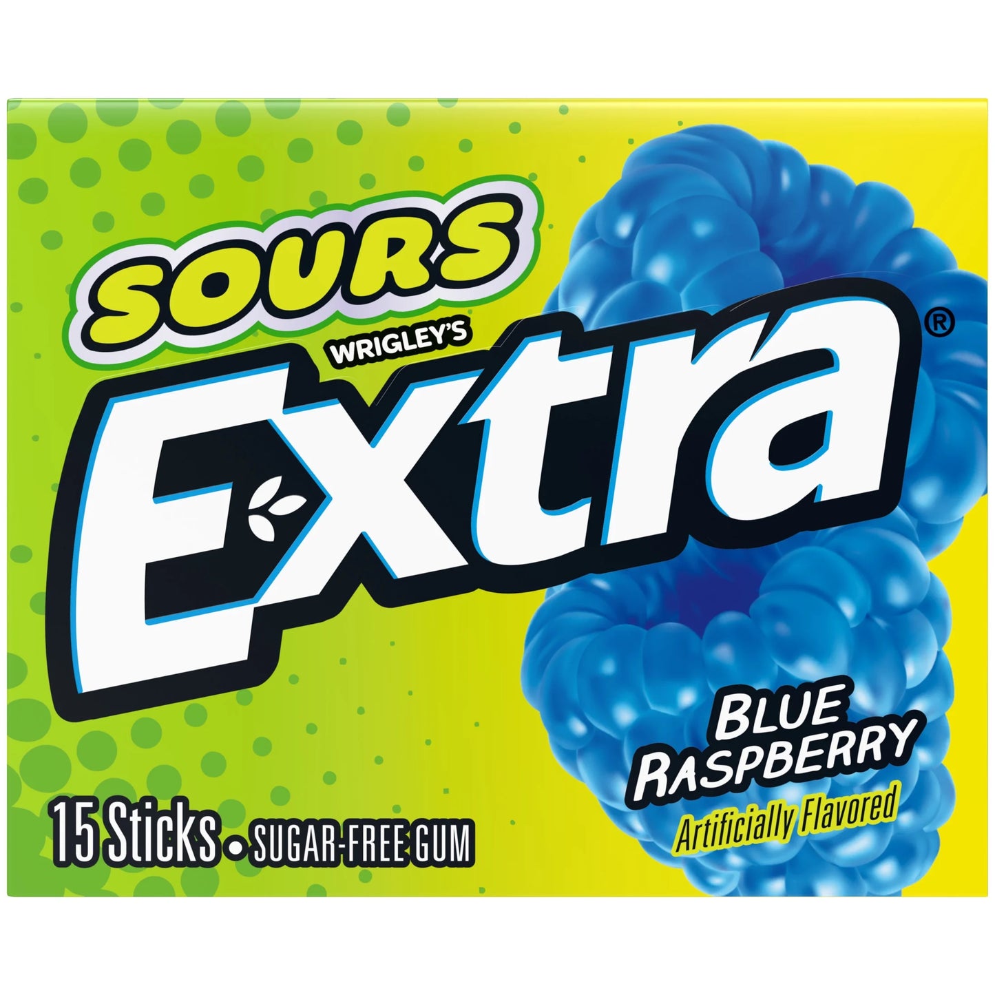 Extra suger free gum sour blue raspberry علكة خالية من السكر بنكهة التوت الأزرق الحامض