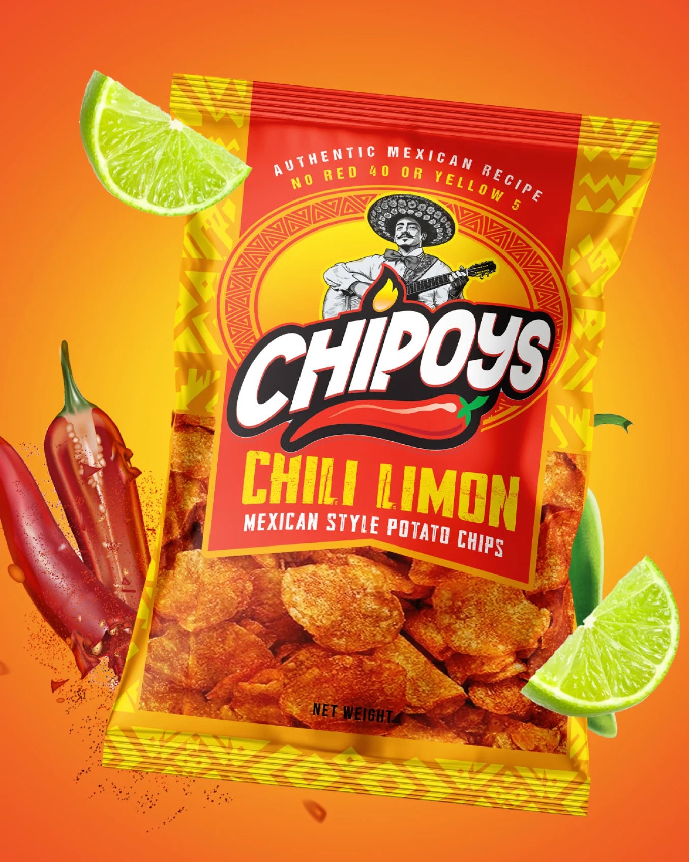 Chipoys chile limon potato chips 71g رقائق بطاطس تشيبويز بنكهة الفلفل الحار والليمون 71 غرام
