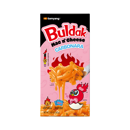 Buldak mac n cheese carbonara