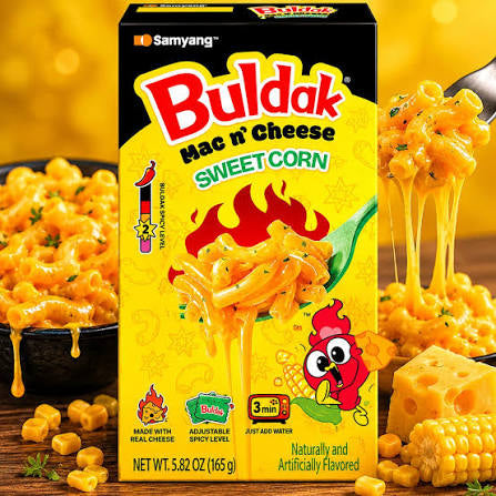 Buldak mac n cheese sweet corn