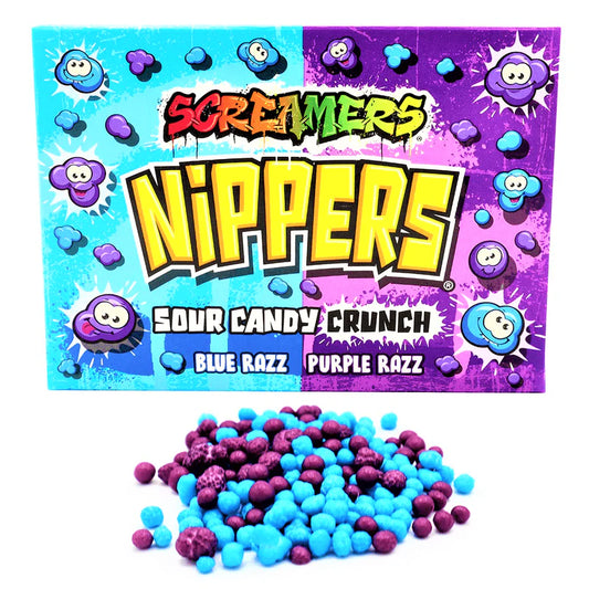 Zed screamers nippers sour candy crunch blue razz and purple