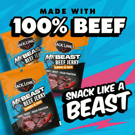 Mr beast Beef Jerky Sweet & Hot - Jack Link's - 40g لحم بقري مجفف حلو وحار من مستر بيست - جاك لينكس - 40 غرام