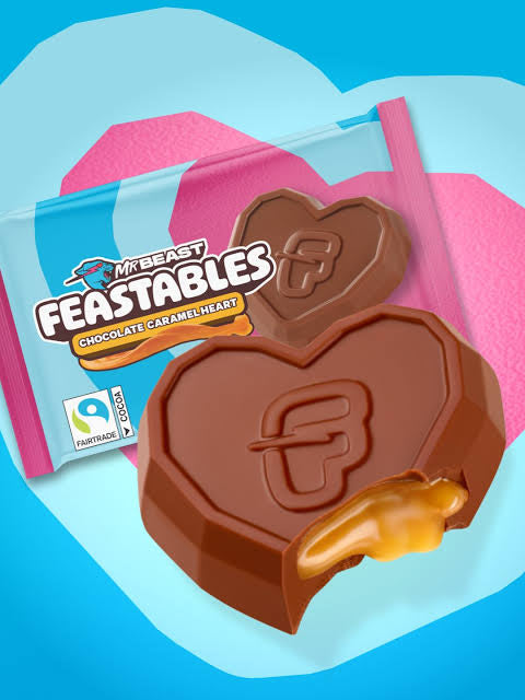 Mr beast feastables chocolate caramel heart مستر بيست فيستابلز قلب الشوكولاتة والكراميل