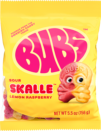 Bubs sour skalle lemon raspberry بابس سكايل حامضة ليمون وتوت