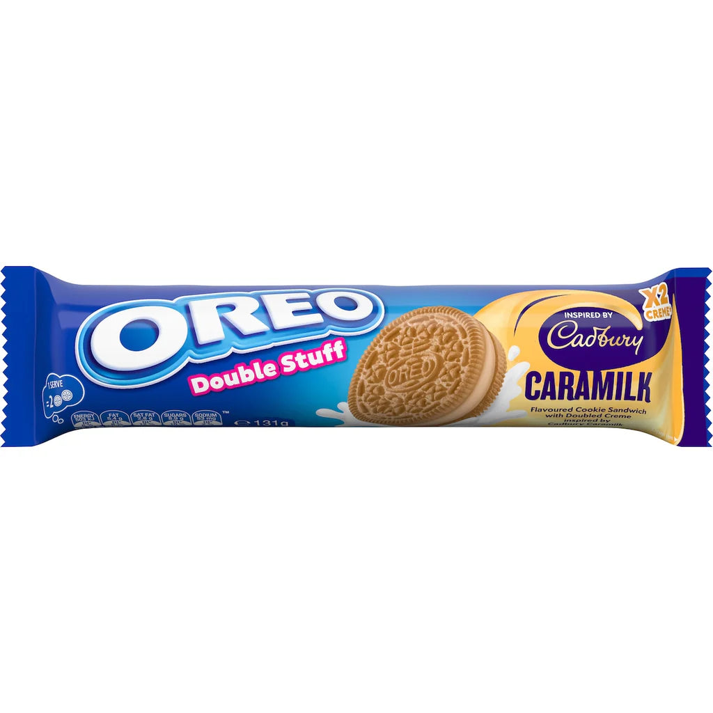 Oreo double stuff cadbury caramilk flavoured cookie sandwich