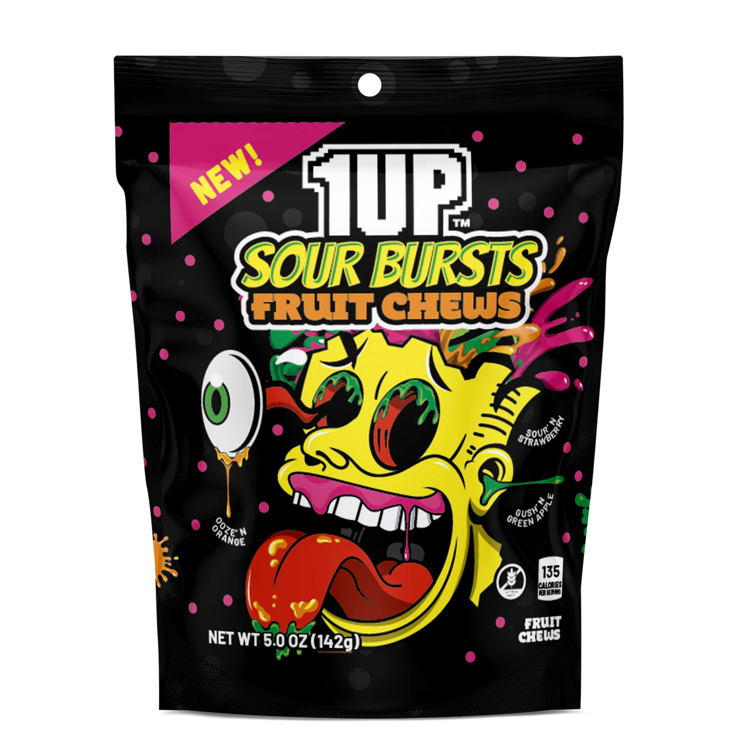 1up freeze dried sour sour brusts fruit chews strawberry حلوى الفواكه المجففة بالتجميد بنكهة الفراولة من ون أب