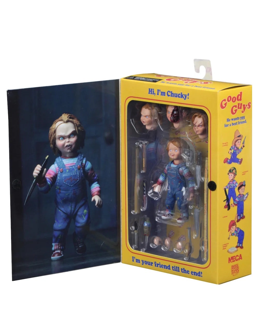 NECA© Child’s Play Chucky© Good Guys Chucky Doll Action Figure Changeable Heads/Accessories (7 Inch)