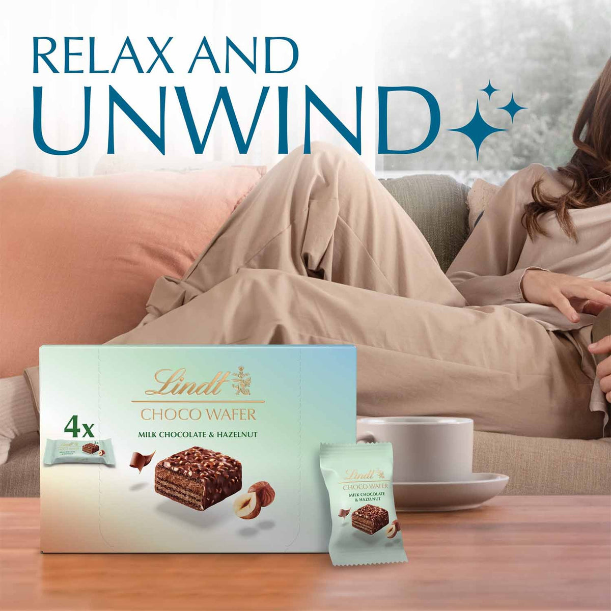 Lindt choco wafer milk chocolate and hazelnut Pack