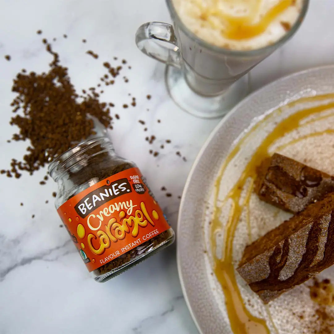 Beanies creamy caramel flavored instant coffee
