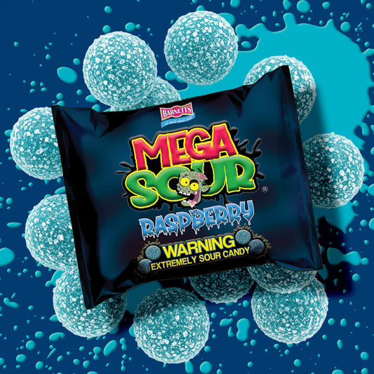 Barnetts Mega Sour raspberry sour candy challange 104g تحدي حلوى الفواكه الحامضة الضخمة من بارنيتس 104 غرام