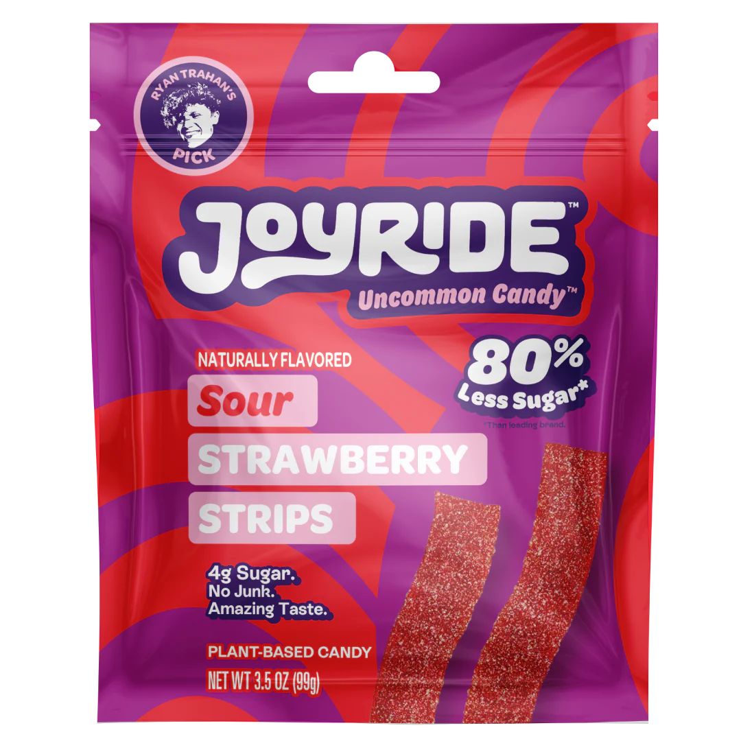 Joyride uncommon candy sour strawberry strips.