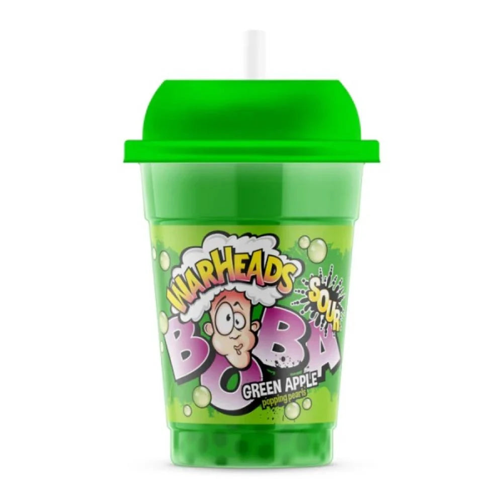 Warheads green apple boba drink مشروب بوبا بنكهة التفاح الأخضر من وارهيدز