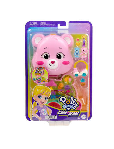 Polly Pocket x Care Bears Dolls & Playset with Toy Car and Themed Accessories, Travel Toy, Partnership Compact