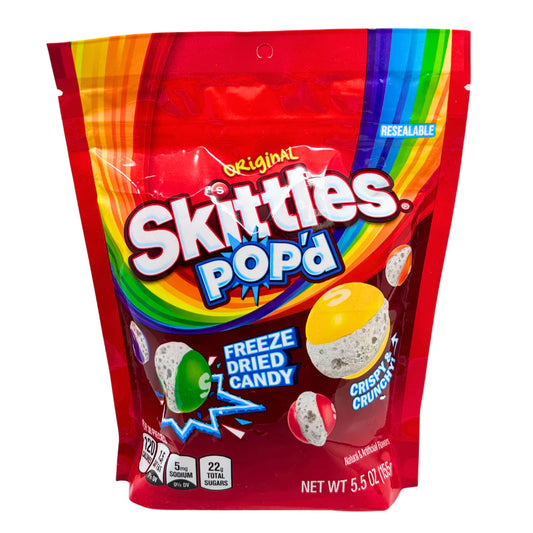 كيس حلوى SKITTLES POP'D الأصلية المجففة بالتجميد، قابل لإعادة الإغلاق - 5.5 أونصة