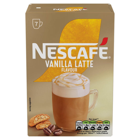 Nescafe vanilla latte flavored instant coffee قهوة نسكافيه سريعة التحضير بنكهة لاتيه الفانيليا