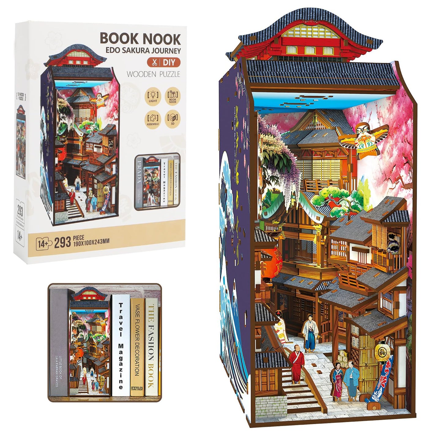 Book nook wdo sakura journey wooden puzzle