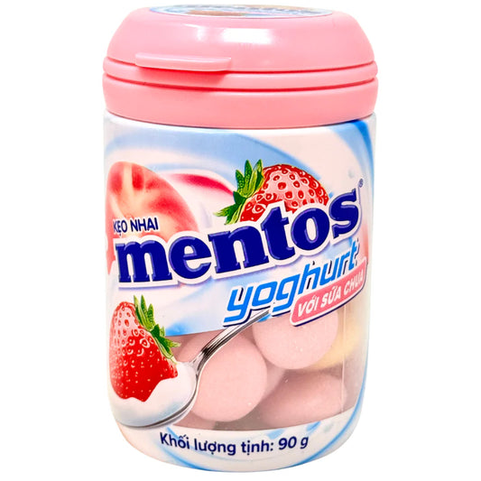 Mentos yoghurt candy - strawberry peach حلوى مينتوس بنكهة الزبادي - فراولة وخوخ