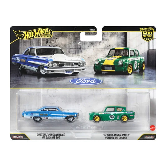 Hot Wheels Premium Car Culture 2-Pack Custom / Personnalisé '64 Galaxie 500 & '67 Ford Anglia Racer Voiture De Course