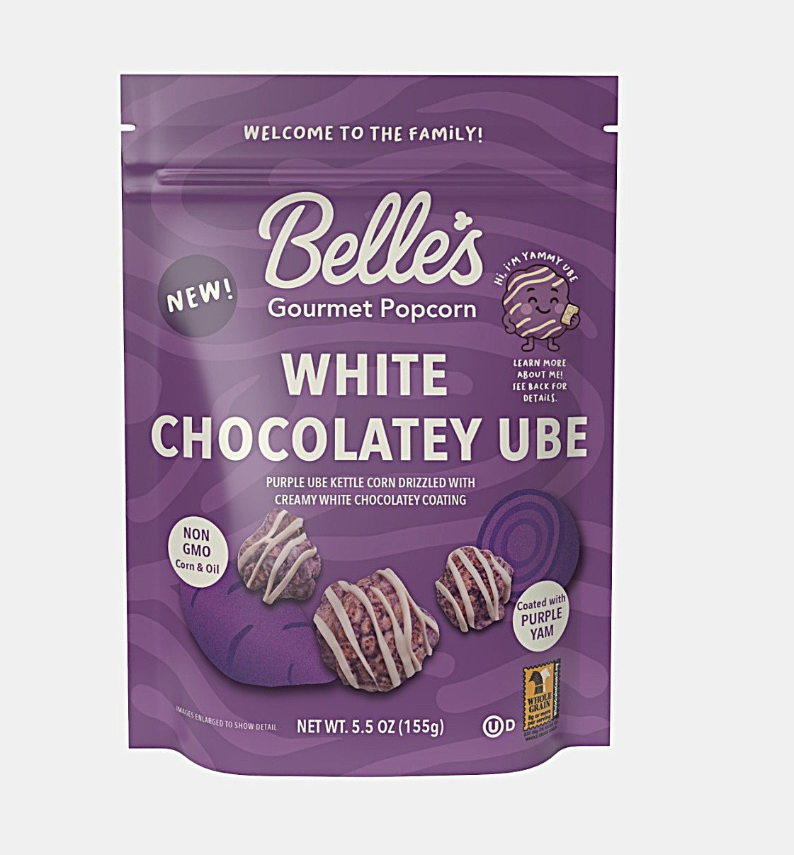 Bellas gourmet kettle popcorn white chocolate ube flavor