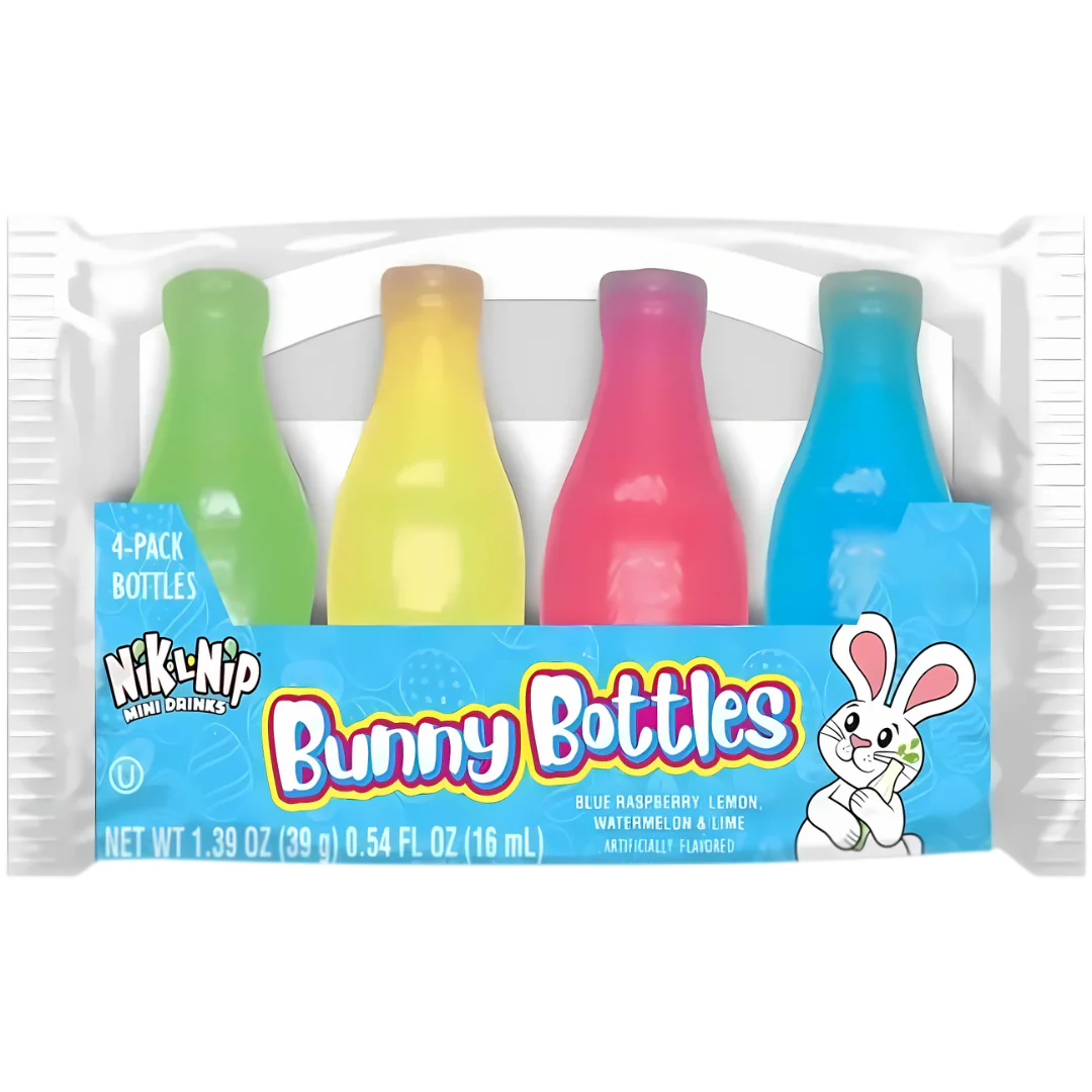 Nik L Nip Mini bunny bottles Drinks wax candy 4 Pack