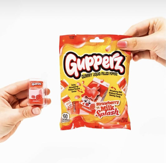 Gupperz gummy liquid filled popperz strawberry milk splash