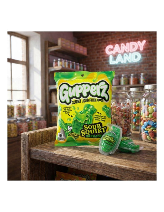 Gupperz gummy liquid filled popperz sour squirt grenades