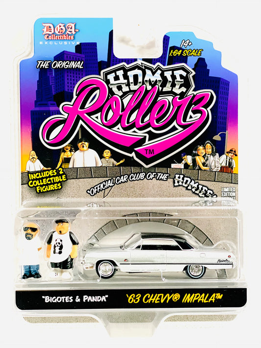 GreenLight & DGA Collectibles - 2025 Series 1 Homie Rollerz - ‘63 Chevy Impala With Bigotes & Panda Homies