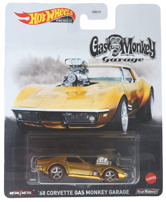 Hot Wheels 2018 Retro Entertainment Premium Single - Gold ‘68 Corvette Gas Monkey Garage (Movie Reel Packaging)
