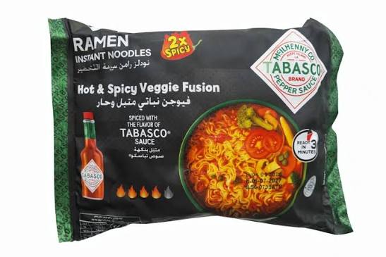 Tabasco ramen noodles hot & spicy veggie fusion