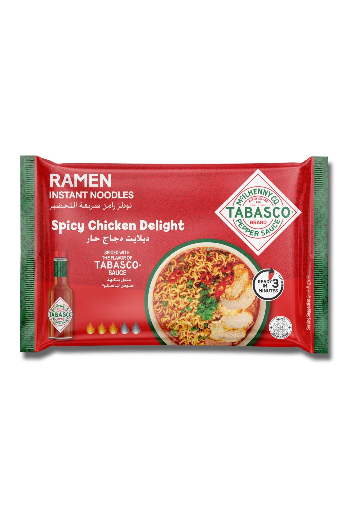 Tabasco ramen boodles spicy chicken delight