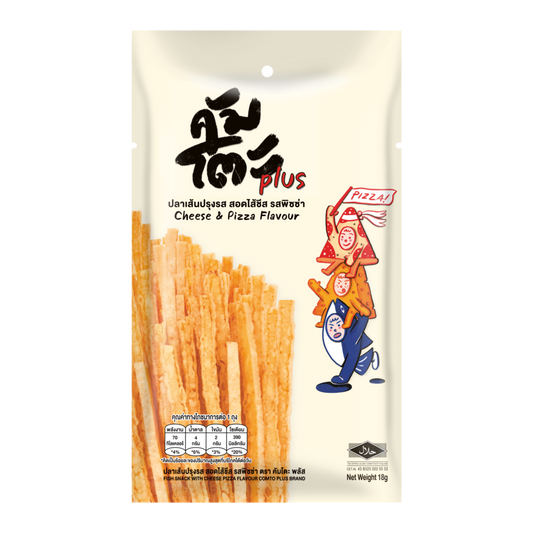 Fish snack cheese and pizza flavour