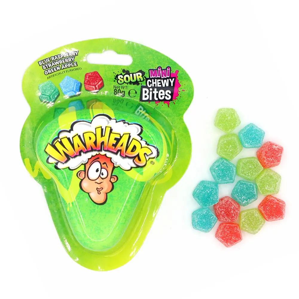 warheads mini chewy bites قطع صغيرة قابلة للمضغ من حلوى وارهيدز