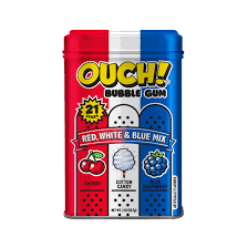 OUCH! Red white and blue mix BUBBLE GUM TIN آخ! علبة علكة الفقاعات