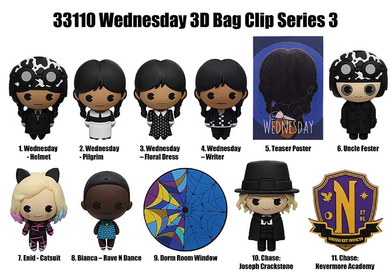 Monogram Wednesday 3D foam bag clip series