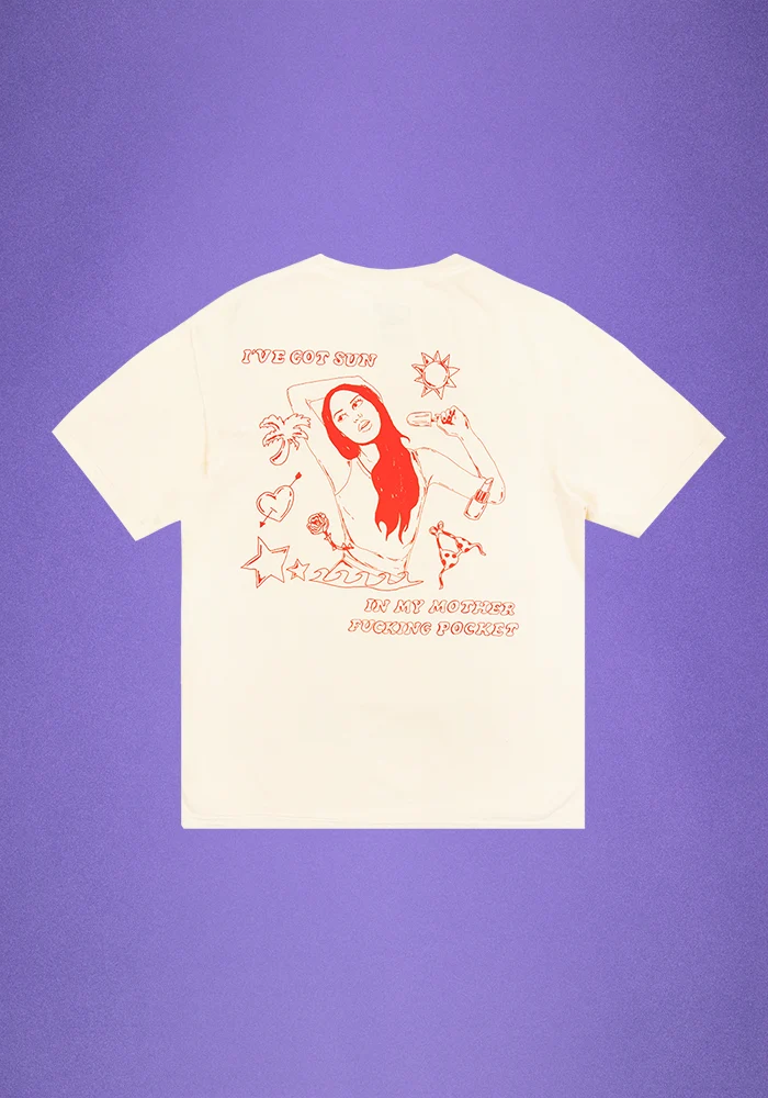 Olivia Rodrigo ivory oversized sun in my mother fucking pocket t-shirt