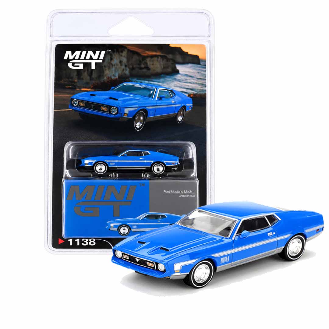 1971 Ford Mustang Mach1 Grabber Blue Mini GT 1:64