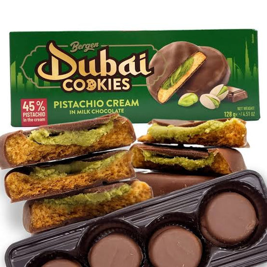 Bergen dubai cookies pistachio cream in milk chocolate