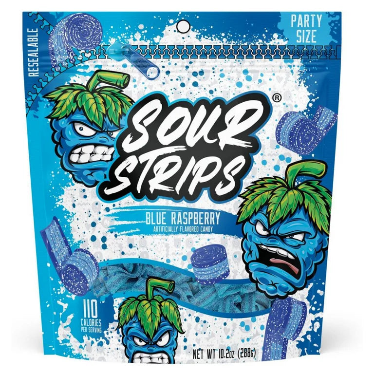 Sour strips blue raspberry شرائح التوت الأزرق الحامضة