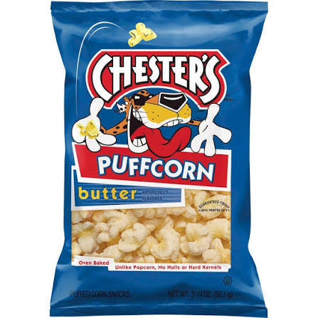 Chesters puffcorn puffed corn snacks butter flavored