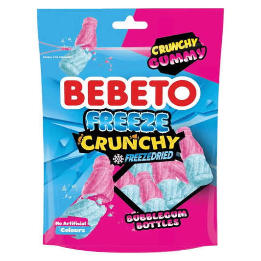 Bebeto freeze crunchy bubble gum bottles gummies freeze dried