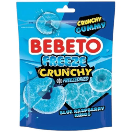 Bebeto freeze crunchy blue raspberry rings gummies freeze dried