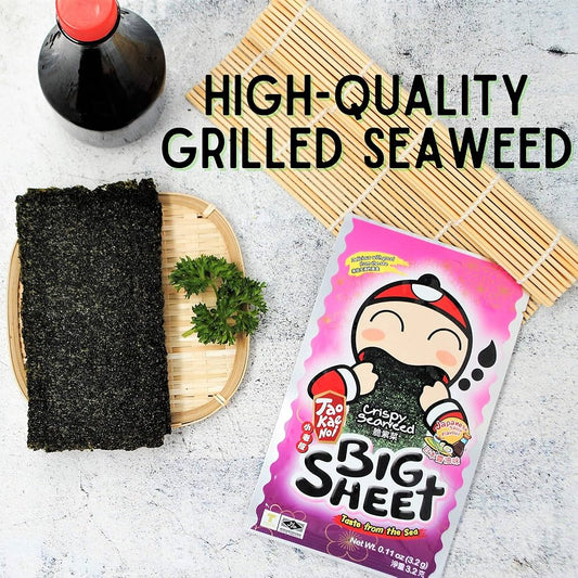 Tao kae noi crispy seaweed big sheet soy sauce flavour .