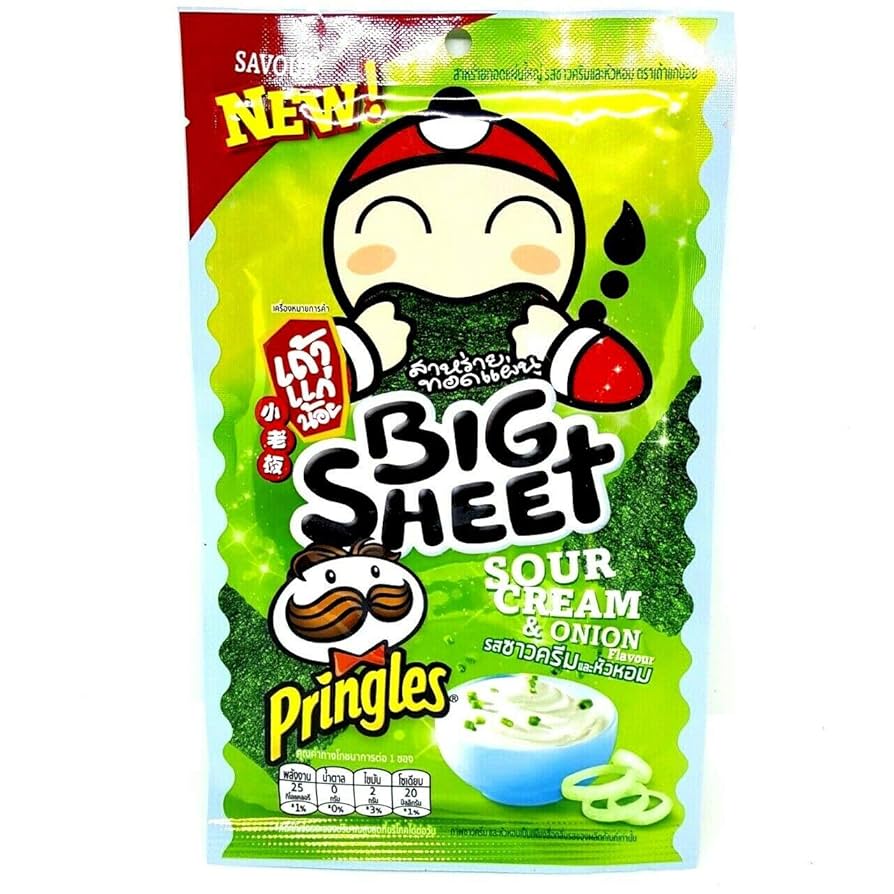 Tao kae noi crispy seaweed big sheet onion cream flavour .